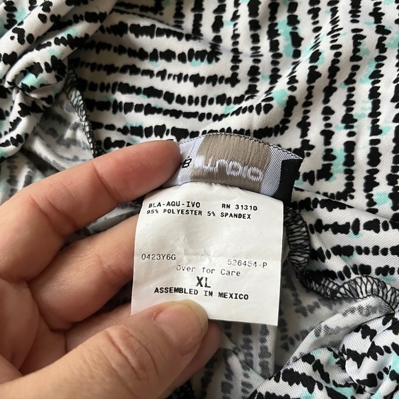 AB Studio Turquoise ZigZag Design Pull On Stretch Column Maxi Skirt, Size XL - Picture 5 of 9